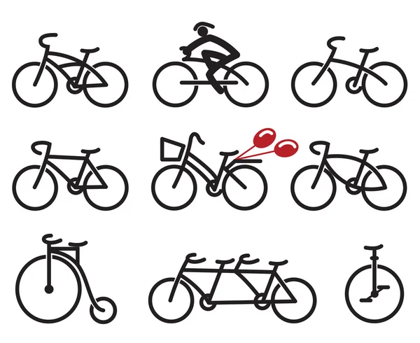 Fahrradsymbole gesetzt — Stockvektor