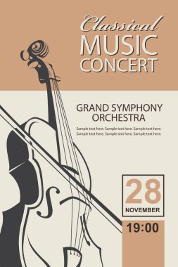 Klasik müzik konser poster keman görüntü ile