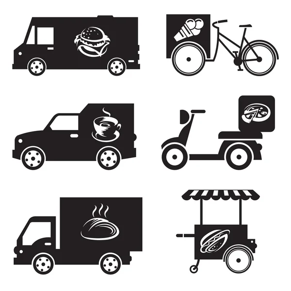 Iconos del transporte de alimentos — Archivo Imágenes Vectoriales