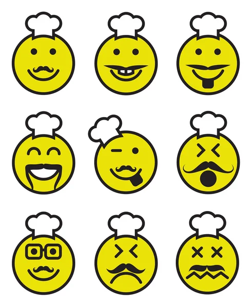 Иконы улыбающихся лиц шеф-повара — стоковый вектор