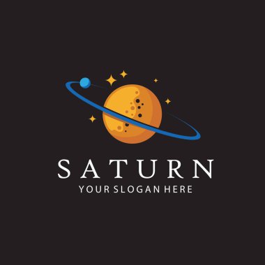 Satürn gezegeninin dizaynı, beyaz arkaplanda izole edilmiş yıldızlar.