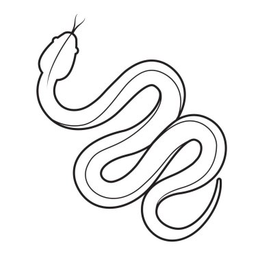 Beyaz arkaplanda izole edilmiş siyah yılan çizimi