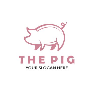 Beyaz arka planda izole edilmiş pembe domuz çizimi