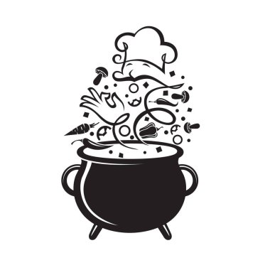 Kazanda sebze pişirme işlemi beyaz arkaplanda izole edildi