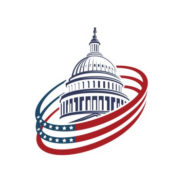 Washington DC 'deki Birleşik Devletler Kongre Binası ikonu beyaz arka planda izole edildi