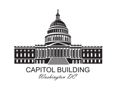 Washington DC 'deki Birleşik Devletler Kongre Binası ikonu beyaz arka planda izole edildi