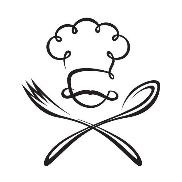 Cuchara, tenedor y chef — Vector de stock