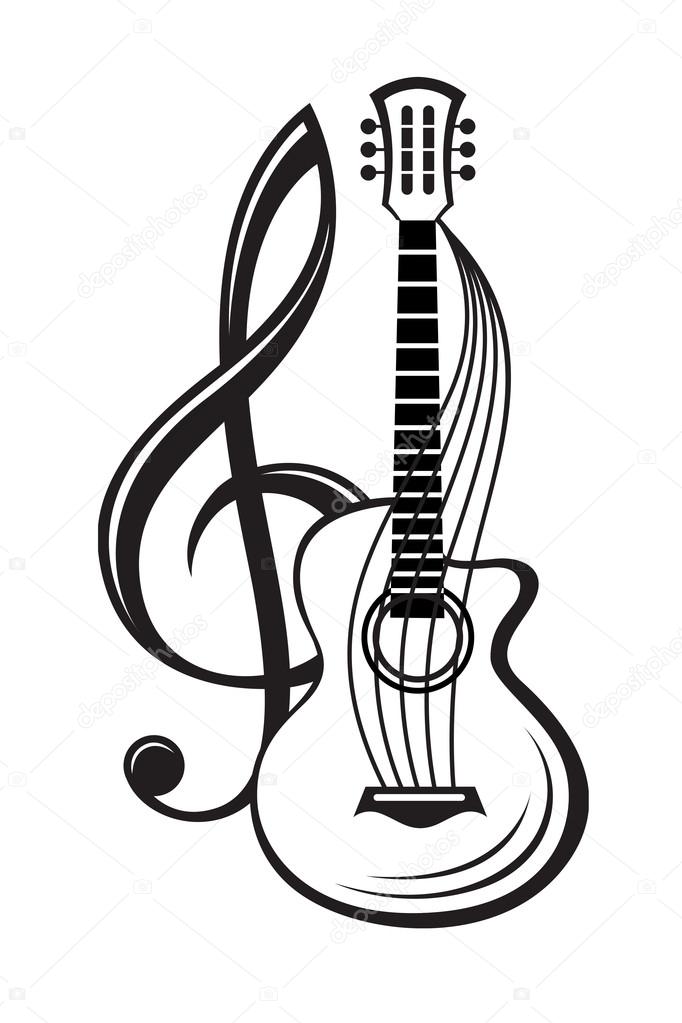 treble clef and guitar