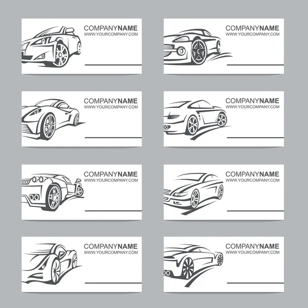 Juego de tarjetas de visita de coches — Vector de stock