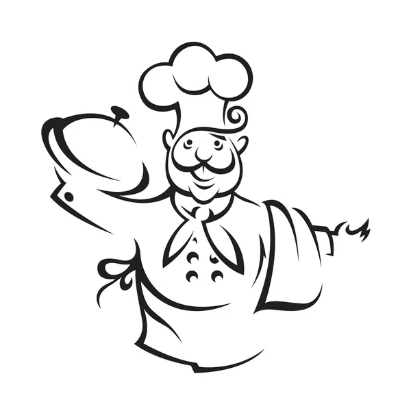 Шеф-повар с подносом — стоковый вектор