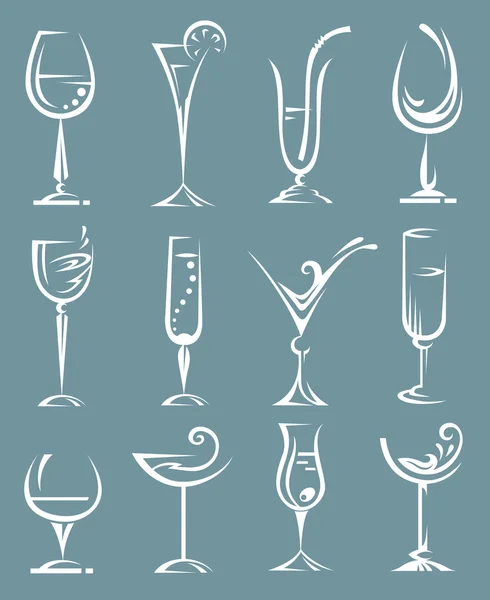 Drinking glass collection — Stock Vector