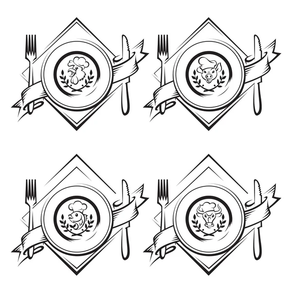 Set icone ristorante — Vettoriale Stock