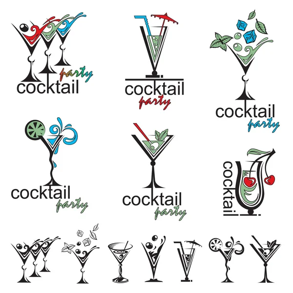 Cocktail glass collection — Stock Vector