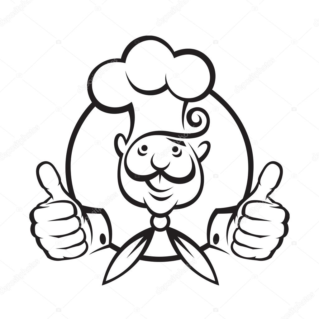 Monochrome illustration of a chef