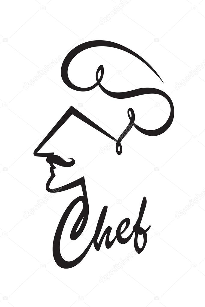Abstract black illustration of chef