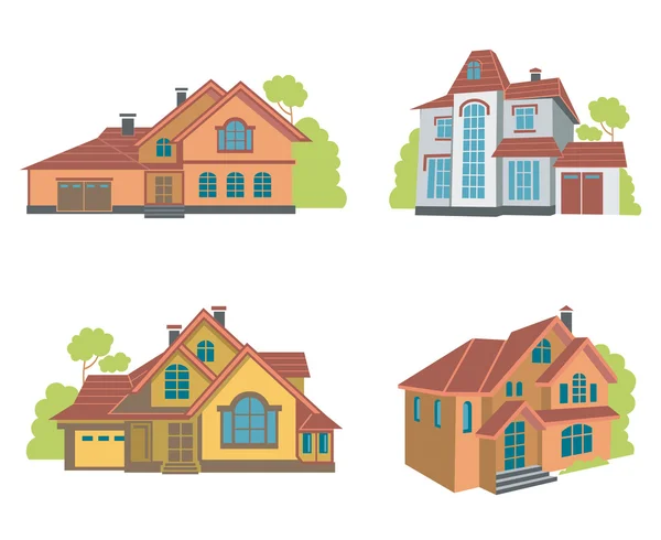 Flat houses set — Stock Vector