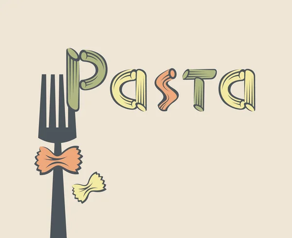 Tenedor con pasta — Vector de stock