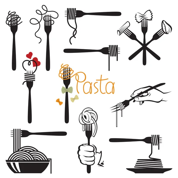 Set of pasta elements — Stock Vector