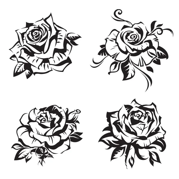 Black rose set — Stock Vector