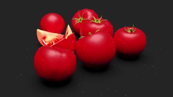 Los Tomates Sobre Fondo Oscuro 360 Grados Rotación — Vídeos de Stock