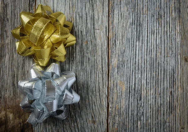 Gold and Silver Holiday Bows — Stock Photo, Image