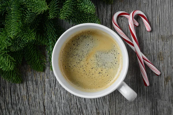 Coffee and Candy Canes — Stock Photo, Image