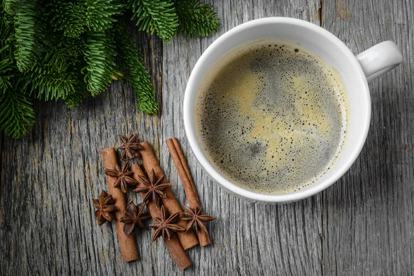 Coffee and Cinnamon and Anise Stars — Stock Photo, Image