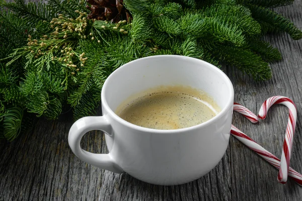 Coffee and Heart Shape Candy Canes — Stock Photo, Image