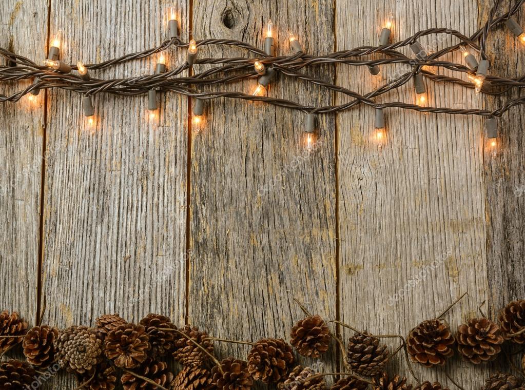 Christmas Lights on Wood Background — Stock Photo © slickspics 60103895