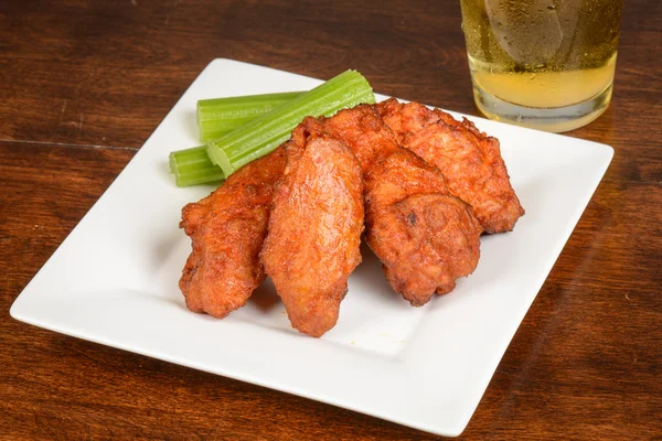Chicken Buffalo Wings and Beer — Stock Photo, Image