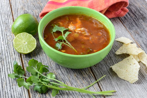Tortilla Soup with Chips — Stock Image Tortilla Soup with Chips Royalty Free Stock Photos