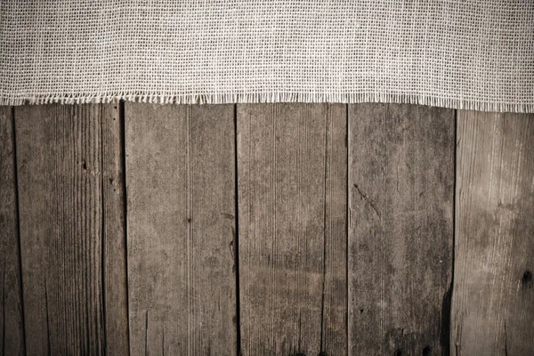 Burlap and Wooden Background — Stock Photo, Image