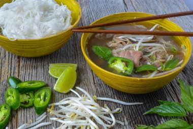 Pho Vietnamese beef soup clipart