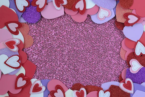 Hjärtan på Glitter bakgrund — Stockfoto