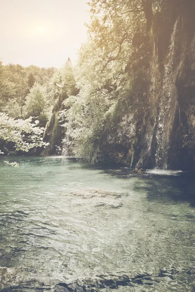 Retro Waterfall with Sunlight — Stock Photo, Image