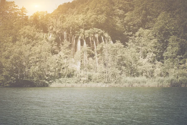 Retro Waterfall with Sunlight — Stock Photo, Image