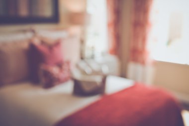 Blurred Bedroom with Bed  as background