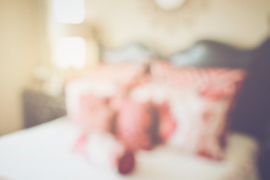 Blurred Bedroom with Bed as background