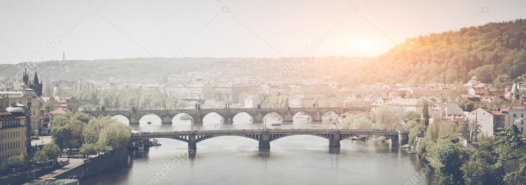 Prague Bridges on sunset