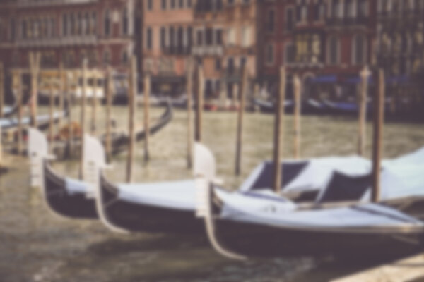 Blurred Gondolas in Venice Italy with Instagram Style Filter