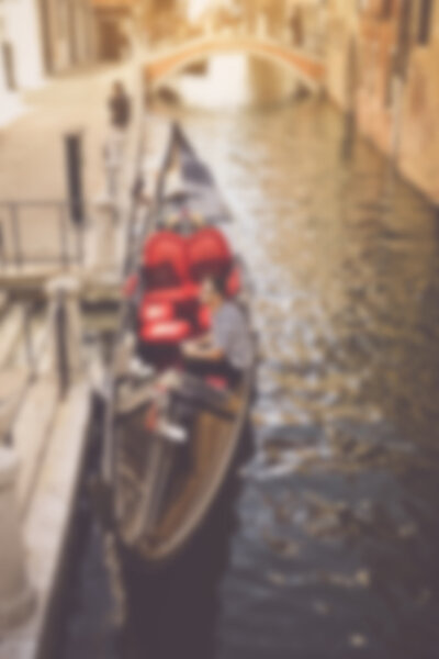 Blurred Gondola in Venice Italy with Retro Instagram Style Filter