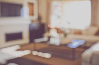 Bulanık Modern oturma odası, televizyon