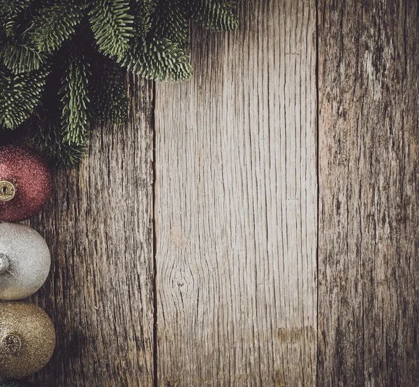 Christmas Pine Needle and Ornaments — Stock Photo, Image