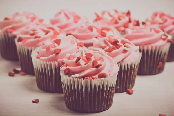 Deliciosos cupcakes rosa — Fotografia de Stock