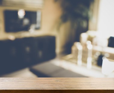 Bulanık Modern oturma odası, televizyon