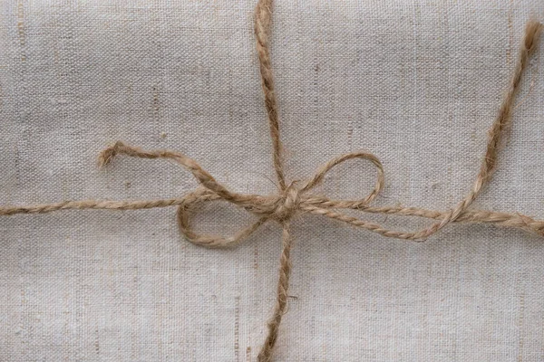 Лук Натурального Льна Конопляной Веревки Бесцветная Ткань Завязанная Веревкой Растущий — стоковое фото