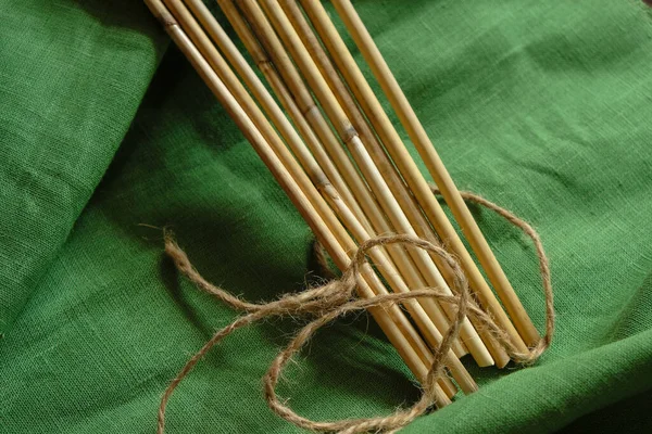 Materiais Biodegradáveis Usados Vida Cotidiana Cordas Linho Cânhamo Palhetas Para — Fotografia de Stock