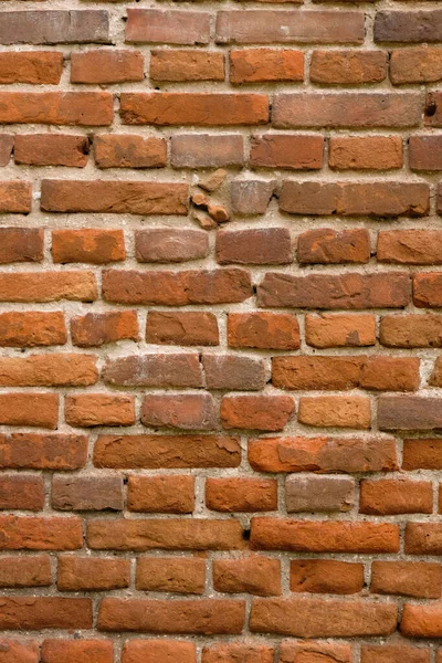 Ancient Way Bricklaying Weathered Orange Brick Wall 19Th Century Vertical — Stock Photo, Image