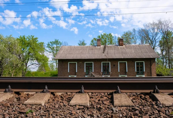 Rail Fastening Gravel Real Place House Railway Track Railway Housing — Photo
