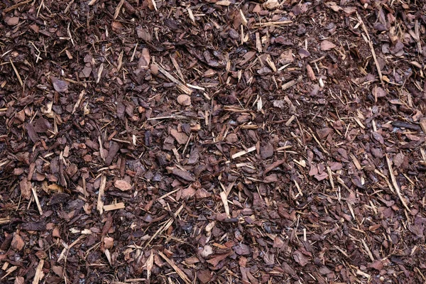 Mulch Hout Schors Materiaal Achtergrond Buiten — Stockfoto